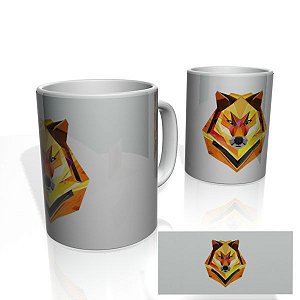 Caneca decorativa Nerderia e Lojaria geometric wolf colorido