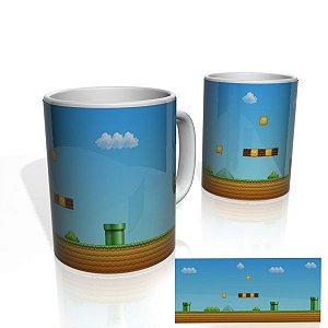 Caneca decorativa Nerderia e Lojaria mario bros colorido