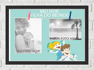 Quadro Caixa Porta Foto e Recadinho com Varal 23x33cm melhor filha preto