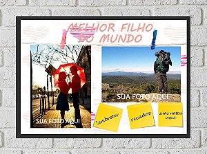 Quadro Porta Foto e Recadinho com Varal 23x33cm melhor filho preto