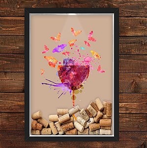 QUADRO CAIXA 33X43 cm  PORTA ROLHA VINHO NERDERIA E LOJARIA vinho colorido preto