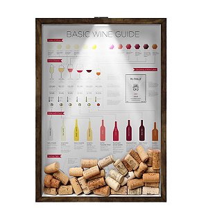 Quadro Caixa 33x43 cm Porta Rolha de Vinho (Com Led) Nerderia e Lojaria led vinho wine guide madeira