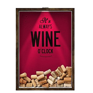 Quadro Caixa 33x43 cm Porta Rolha de Vinho (Com Led) Nerderia e Lojaria led vinho wine o clock madeira