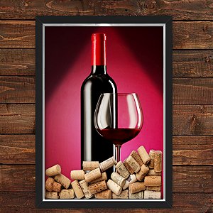Quadro Caixa Porta Rolha de Vinho 33x43 cm (Com Led) Lojaria e Nerderia. vinho preto