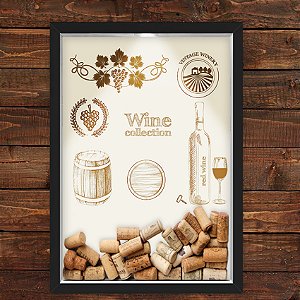 Quadro Caixa Porta Rolha de Vinho 33x43 cm (Com Led) Lojaria e Nerderia. wine collection preto