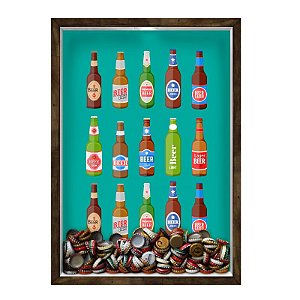 QUADRO 33X43  PORTA TAMPINHA CERVEJA Nerderia e Lojaria cerveja beers madeira