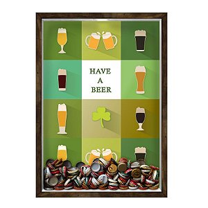 QUADRO 33X43  PORTA TAMPINHA CERVEJA Nerderia e Lojaria cerveja have a beer madeira