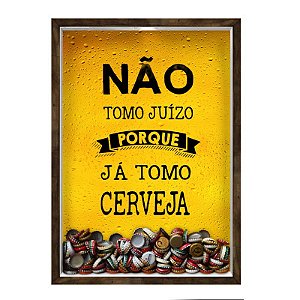 QUADRO 33X43  PORTA TAMPINHA CERVEJA Nerderia e Lojaria cerveja juizo madeira