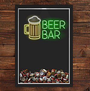 QUADRO CAIXA 33X43  PORTA TAMPINHA CERVEJA NERDERIA E LOJARIA beer bar preto