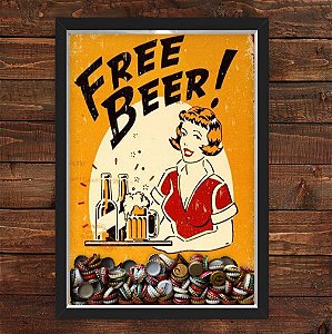 QUADRO CAIXA 33X43  PORTA TAMPINHA CERVEJA NERDERIA E LOJARIA free beer preto