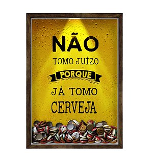 Quadro Caixa 33x43 cm Porta Tampinha Cerveja (Com Led) Nerderia e Lojaria led cerveja juizo madeira