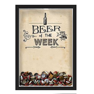 QUADRO CAIXA 33X43 cm PORTA TAMPINHA CERVEJA NERDERIA E LOJARIA cerveja beer of the week preto