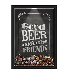 Quadro Caixa Porta Tampinha Cerveja 33x43 cm (Com Led) Lojaria e Nerderia. led cerveja good beer black preto