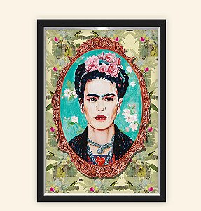 Quadro Caixa Decorativo 23x33cm Nerderia e Lojaria frida espelho preto