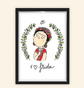 Quadro Caixa Decorativo 23x33cm Nerderia e Lojaria frida love preto