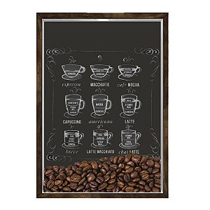 Quadro Decorativo Caixa Porta Grãos de Café 23x33cm Nerderia e Lojaria graos cafe lousa madeira