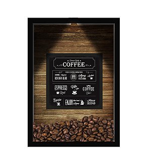 Quadro Caixa 33x43 cm Porta Grãos de Café (Com Led) Nerderia e Lojariagraos cafe premium quality preto