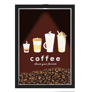 Quadro Caixa 33x43 cm Porta Grãos de Café (Com Led) Nerderia e Lojariagraos cafe chose preto