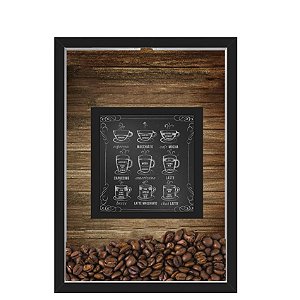 QUADRO DUPLO CAIXA 33X43  PORTA GRÃOS DE CAFE Nerderia e Lojaria graos cafe lousa preto