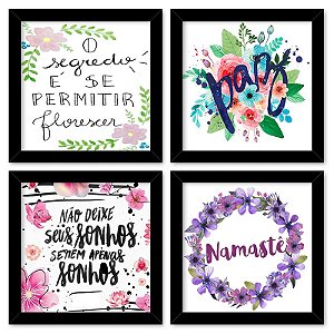 Quadro  23x23cm (4 und.) Nerderia e Lojaria frases preto