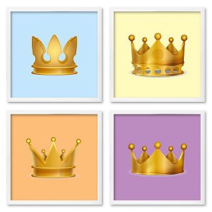 Quadro  23x23cm (4 und.) Nerderia e Lojaria rei rainha principe princesa preto