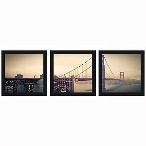 Quadro 23x23 (3 und.) Nerderia Lojaria Bridge San Francisco preto