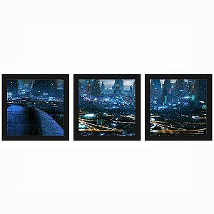 Quadro 23x23 (3 und.) Nerderia Lojaria Noite Chuvosa preto