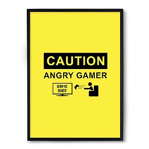 Quadro Decorativo 23x33cm Nerderia e Lojaria angry gamer preto