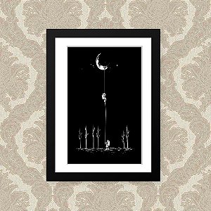 Quadro Decorativo 23x33cm Nerderia e Lojaria astronauta lua preto