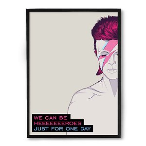 Quadro Decorativo 23x33cm Nerderia e Lojaria david bowie cortado preto