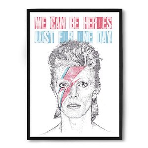 Quadro Decorativo 23x33cm Nerderia e Lojaria david bowie pontialismo preto