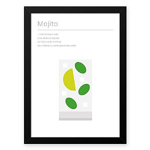 Quadro Decorativo 23x33cm Nerderia e Lojaria drinks mojito branco