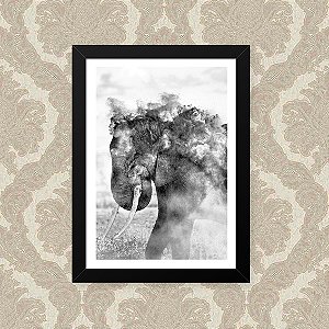 Quadro Decorativo 23x33cm Nerderia e Lojaria elefante fumaça preto