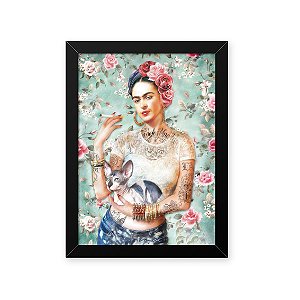 Quadro Decorativo 23x33cm Nerderia e Lojaria frida gato preto