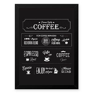 Quadro Decorativo 23x33cm Nerderia e Lojaria graos cafe premium quality preto