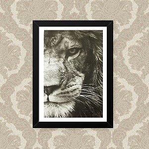 Quadro Decorativo 23x33cm Nerderia e Lojaria leao foco preto