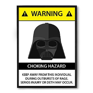 Quadro Decorativo 23x33cm Nerderia e Lojaria warning vader preto