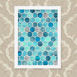 Quadro Decorativo 33x43cm Nerderia e Lojaria azul geometrico preto