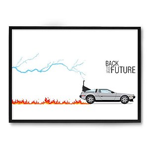 Quadro Decorativo 33x43cm Nerderia e Lojaria back to the future fire preto