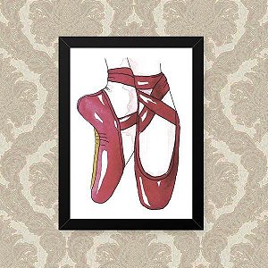 Quadro Decorativo 33x43cm Nerderia e Lojaria ballet sapatinha preto