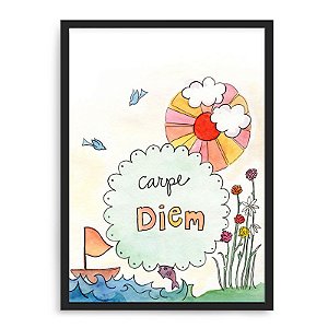 Quadro Decorativo 33x43cm Nerderia e Lojaria carpe diem preto