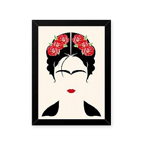 Quadro Decorativo 33x43cm Nerderia e Lojaria frida flor preto