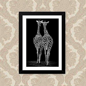 Quadro Decorativo 33x43cm Nerderia e Lojaria girafas amigas preto