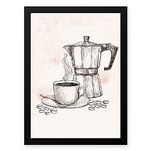 Quadro Decorativo 33x43cm Nerderia e Lojaria graos cafe maquina preto