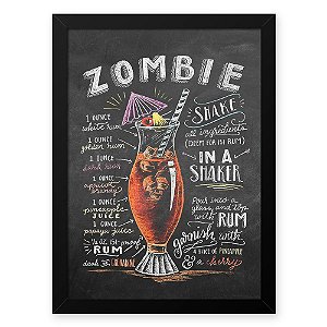 Quadro Decorativo 33x43cm Nerderia e Lojaria lousa zombie preto