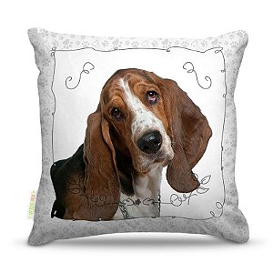 Almofada 45 x 45cm  Nerderia e Lojaria dog bassethound colorido