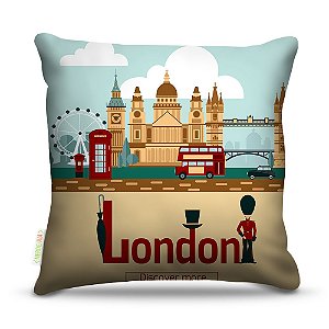 Almofada 45 x 45cm  Nerderia e Lojaria London discover colorido