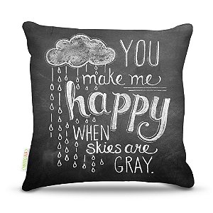 Almofada 45 x 45cm  Nerderia e Lojaria lousa you make me happy colorido