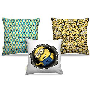 Combo de almofadas 45 x 45 cm (3und.) Nerderia e Lojaria minions combo 04 colorido