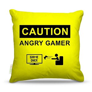 Almofada 40 x 40cm Nerderia e Lojaria angry gamer colorido